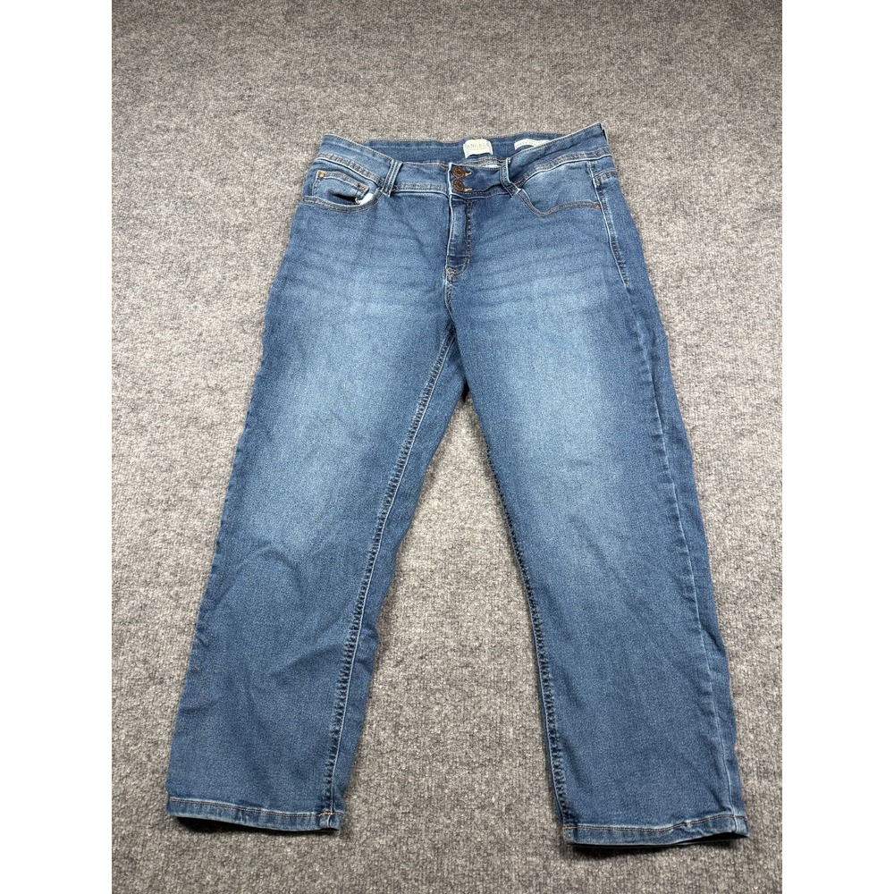 Angels Forever Young Crop Jeans Women 14/32 Blue Denim Everluxe Curvy Skinny Leg